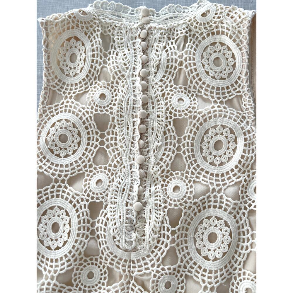 Free People Sz 10 Selma Lace Crochet Shift Dress Mini Boho Festival Prairie - Picture 11 of 16